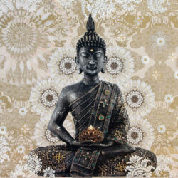 Buddha with White Flowers Prints